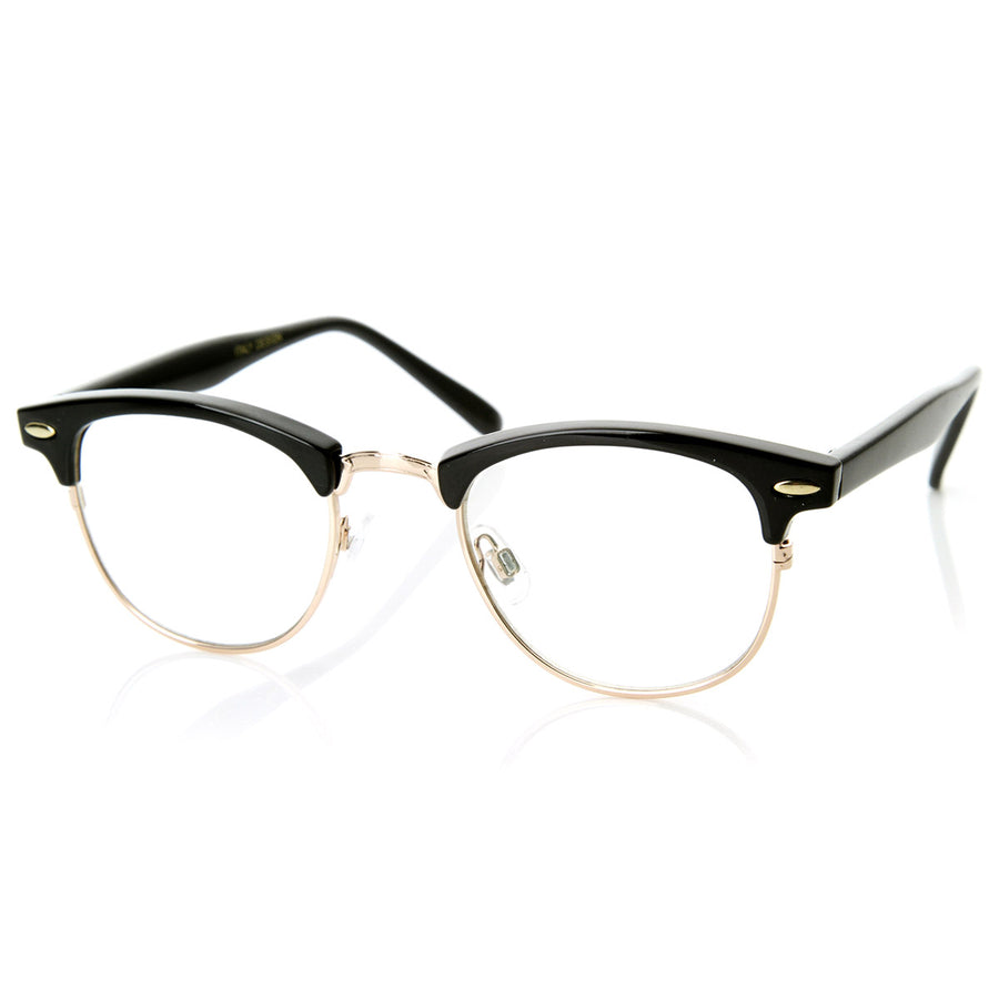 Optical Quality Horned Rim Clear Lens RX'able Half Frame Horn Rimmed Glasses