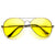 Classic Metal Frame Yellow Tinted Night Driving Aviator Sunglasses