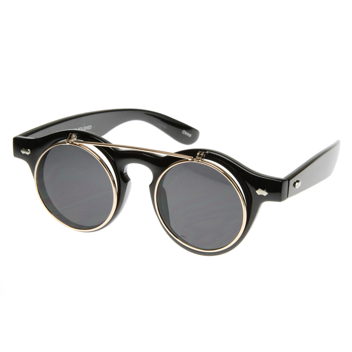 Classic Small Retro Steampunk Circle Flip Up Glasses / Sunglasses Cool  Retro New Model