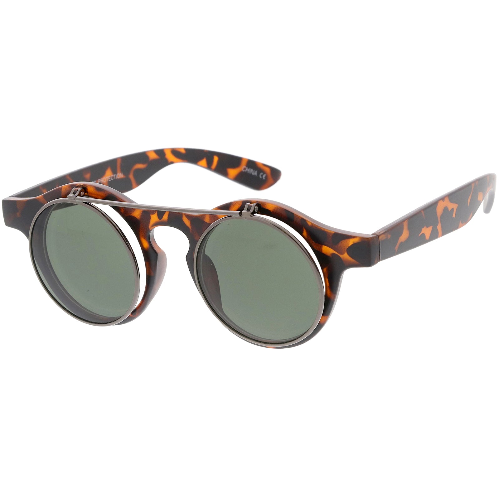 Retro Flip-Up Round Sunglasses - Weekend Shade Sunglasses