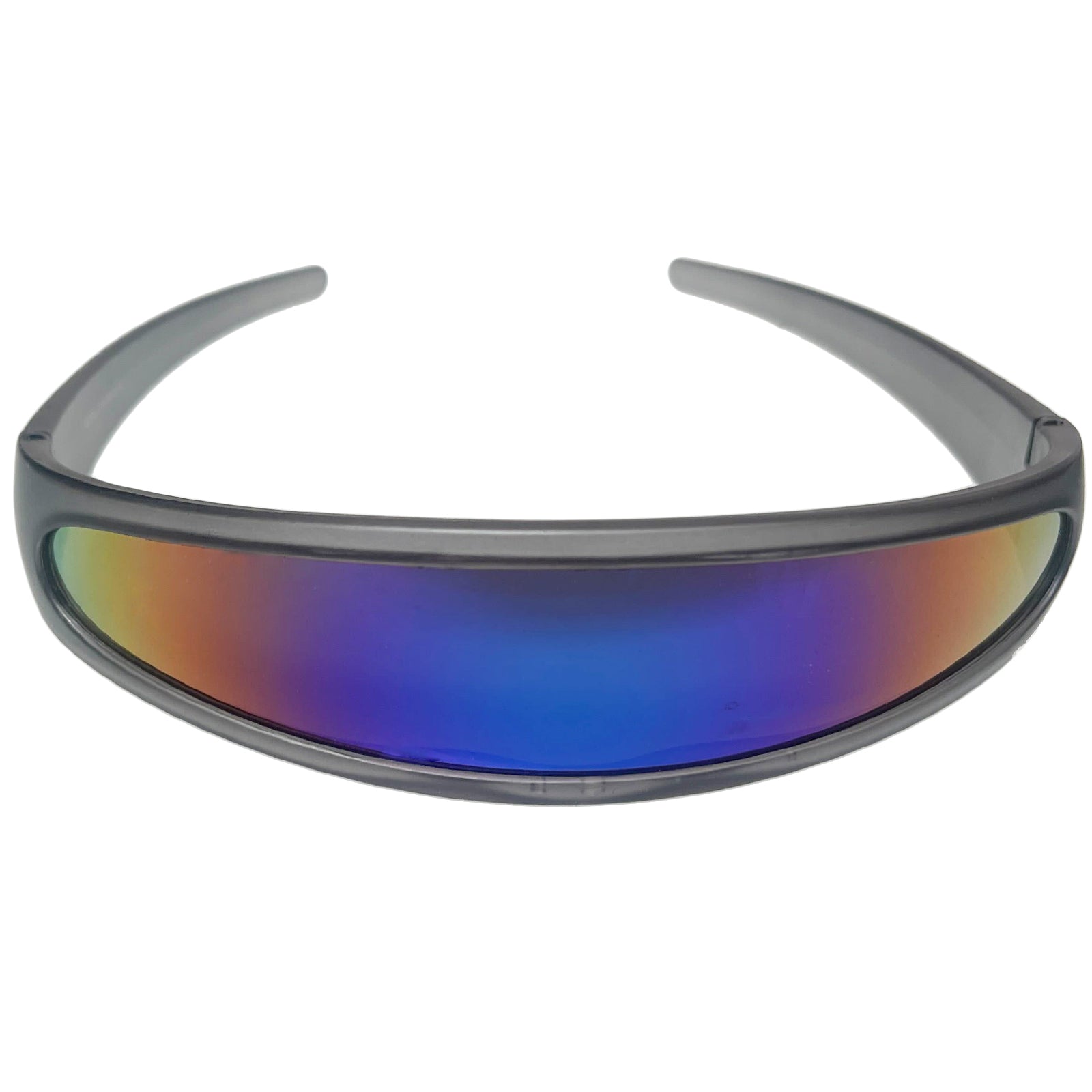 Futuristic Narrow Cyclops Color Mirrored Lens Visor Sunglasses