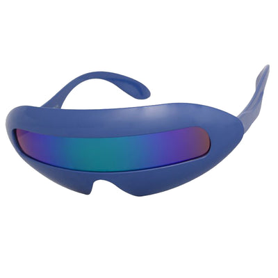 Futuristic Cyclops Neon Shield Color Mirror Lens Wrap Sunglasses