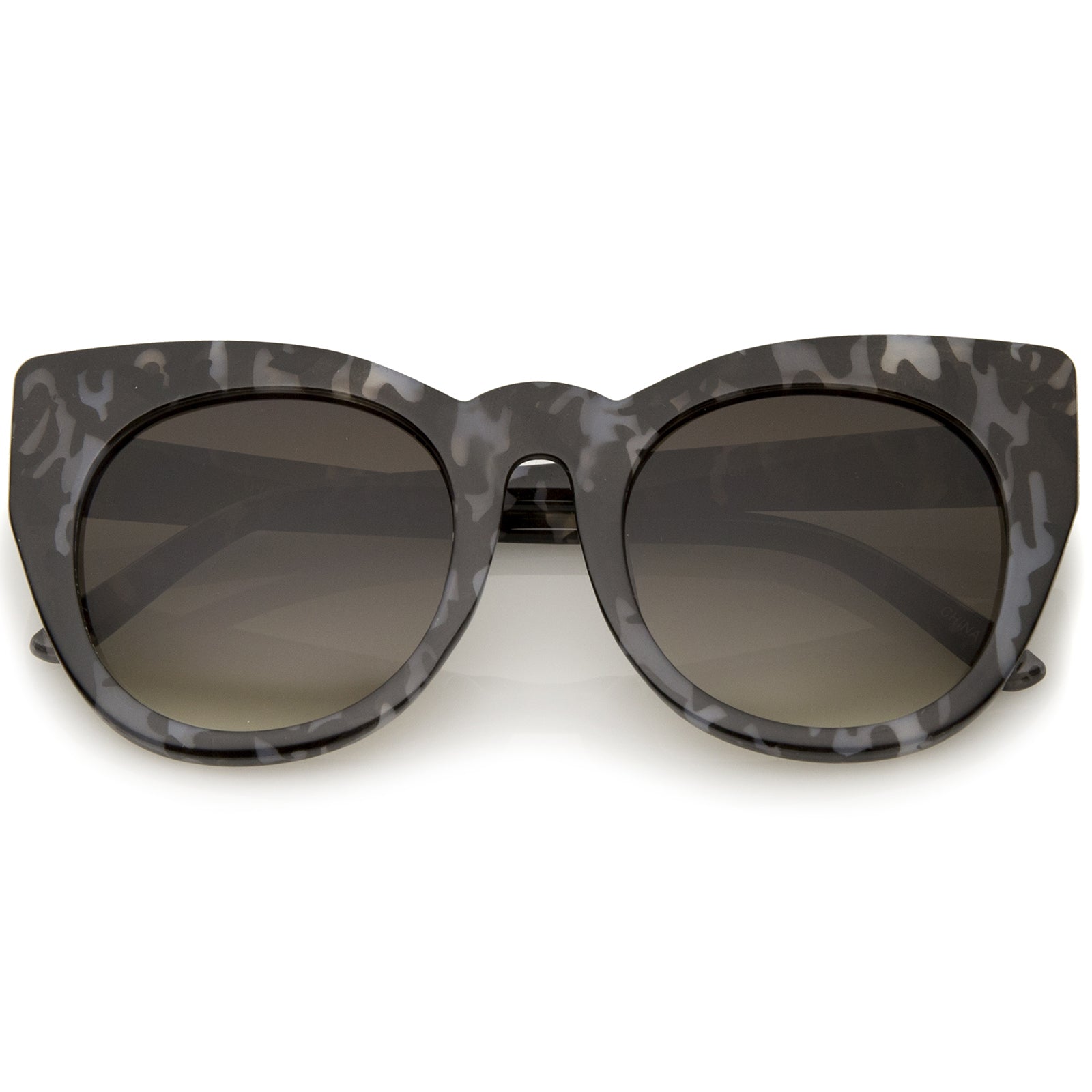 Gafas de sol de ojo de gato redondas glamurosas de moda para mujer con montura gruesa de gran tamaño