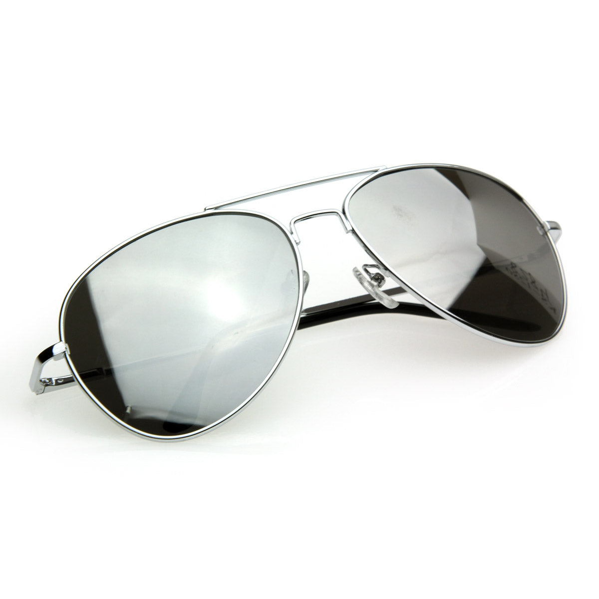 Skeleteen Silver Mirrored Aviator Sunglasses - Military Style Mirror Sun  Glasses with Metal Frame and UV 400 Protection
