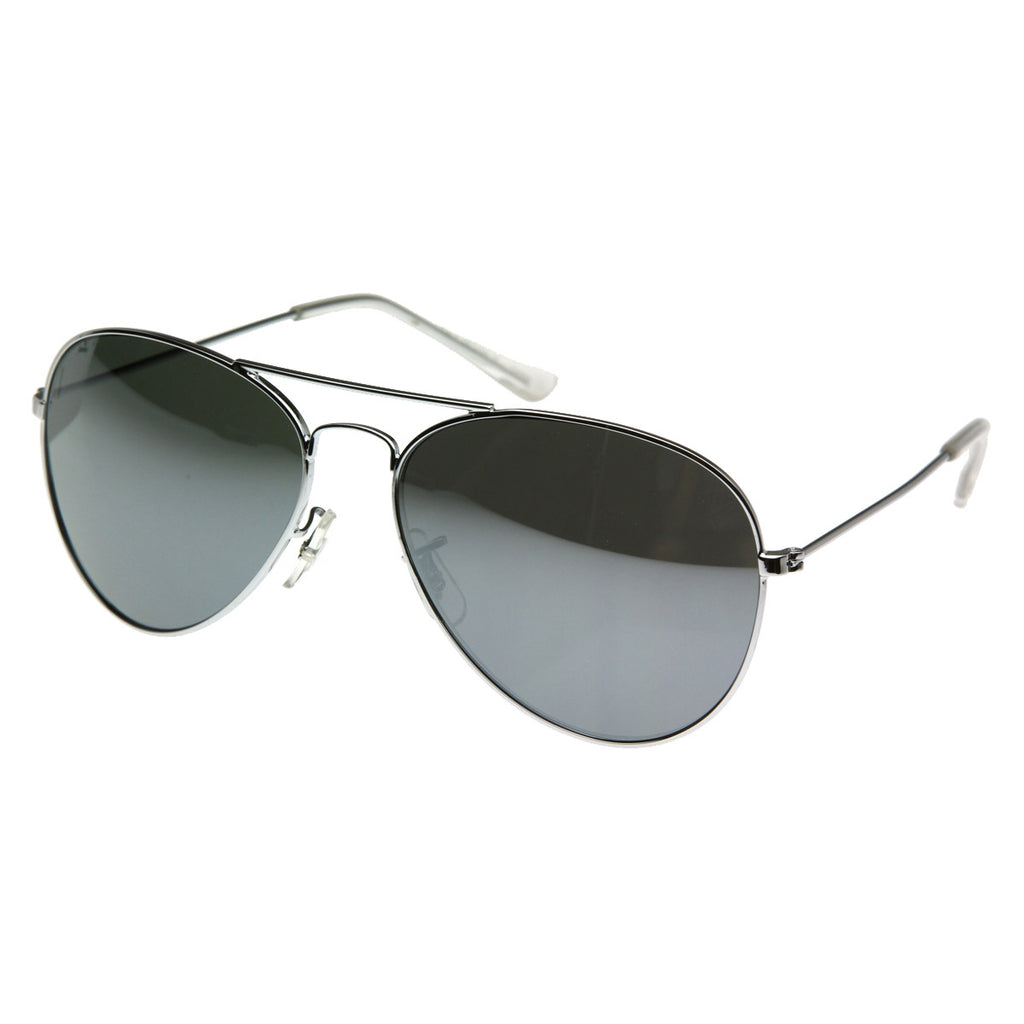 Mirrored Aviators Silver Metal Aviator Sunglasses