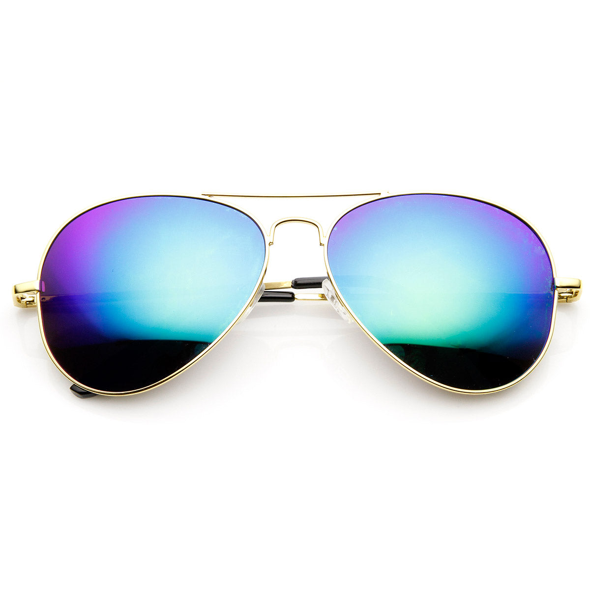 Classic Metal Teardrop Color Mirror Lens Aviator Sunglasses w/ Spring