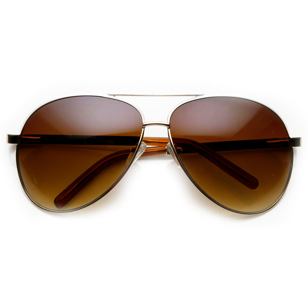 Designer Inspired Large Metal Aviator Sunglasses