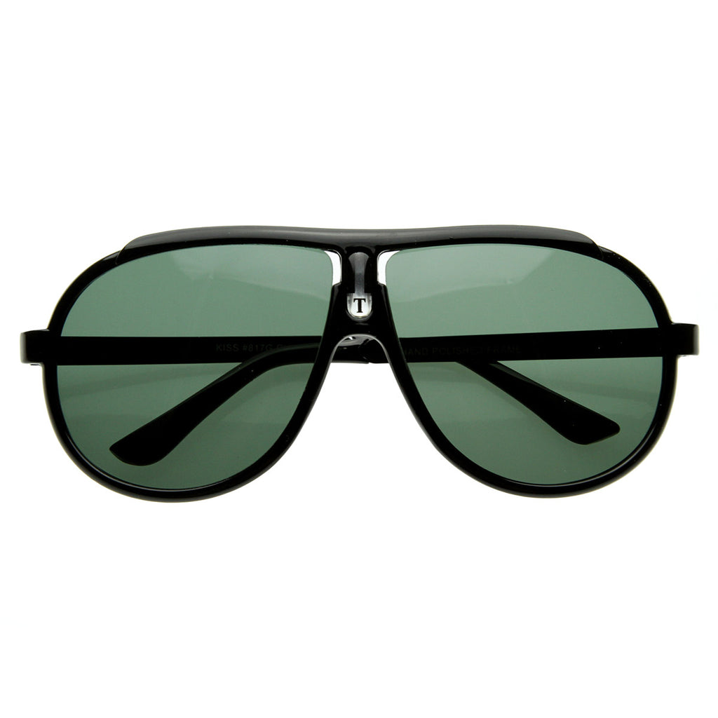Large 80s Style Euro Sport Retro Aviator Sunglasses