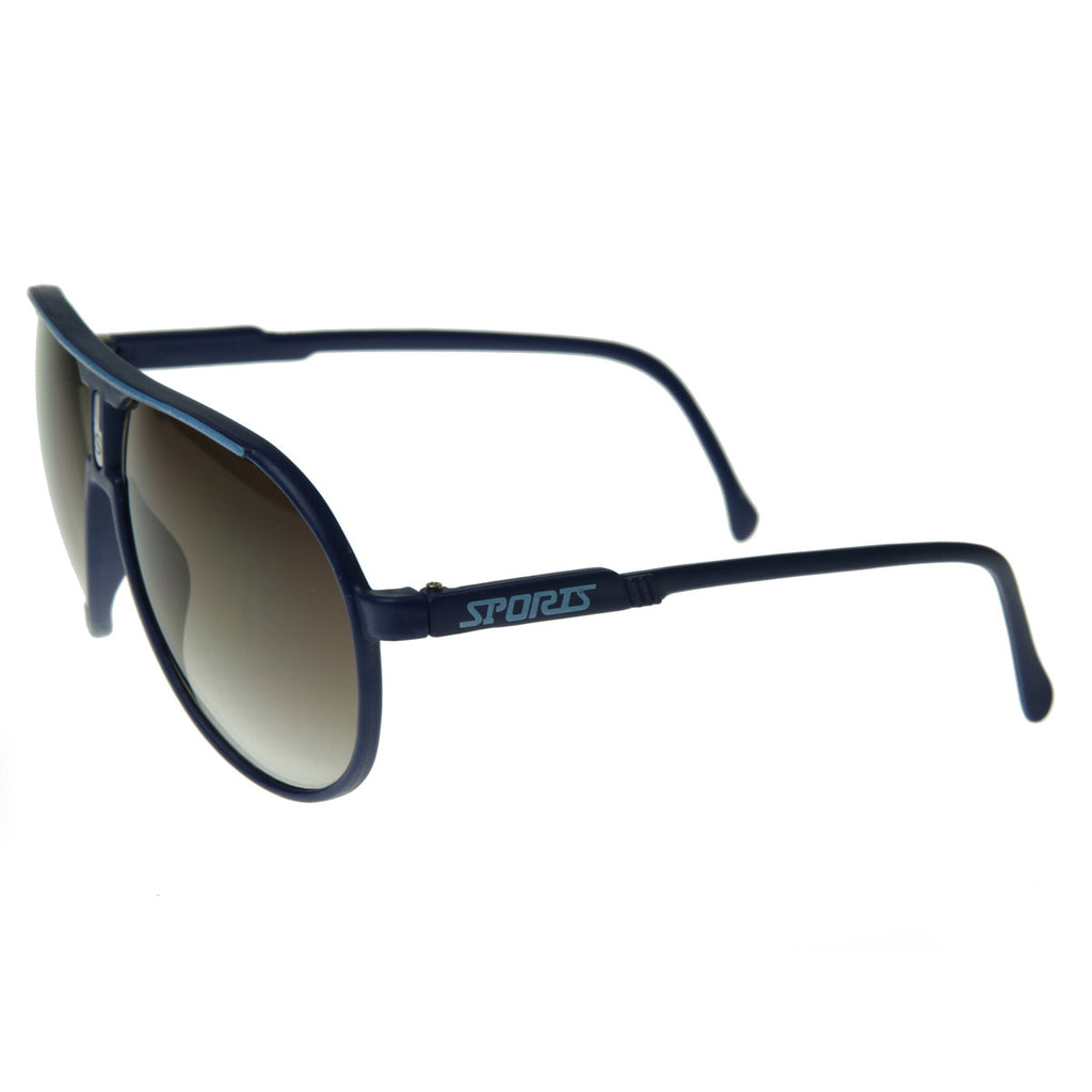 Sport 80s Retro Style Lightweight Plastic Tear Drop Aviator Sunglasses