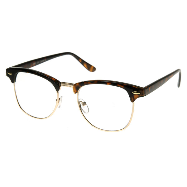 Vintage Inspired Classic Horn Rimmed Nerd Horn Rimmed UV400 Clear Lens ...