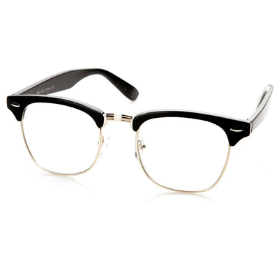 Vintage Inspired Classic Horn Rimmed Nerd Horn Rimmed UV400 Clear Lens Glasses