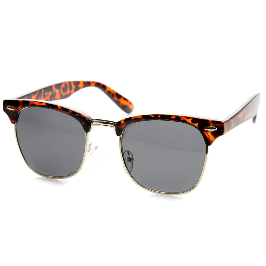 Polarized Classic Half Frame Semi-Rimless Horn Rimmed Sunglasses