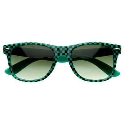 New Retro 80s Color Checkered Print Party Color Horn Rimmed Sunglasses