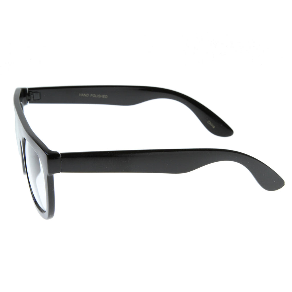 Super Nerd Geek Flat Top Clear Lens Horn Rimmed Eyeglasses Glasses