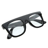Super Nerd Geek Flat Top Clear Lens Horn Rimmed Eyeglasses Glasses
