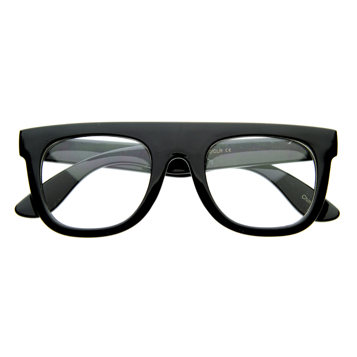 Super Nerd Geek Flat Top Clear Lens Horn Rimmed Eyeglasses Glasses