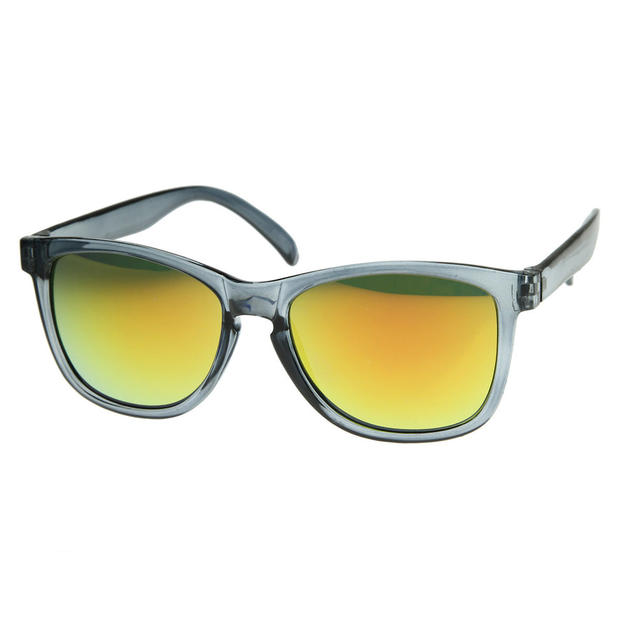 Froggy Designer Inspired Key Hole Horn Rimmed Sunglasses w/ Color Mirror Lens