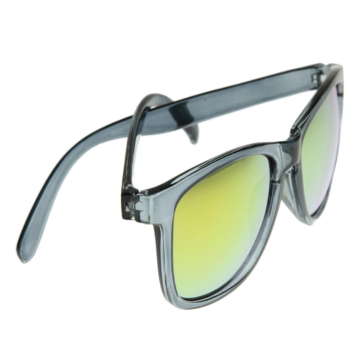 Froggy Designer Inspired Key Hole Horn Rimmed Sunglasses w/ Color Mirror Lens