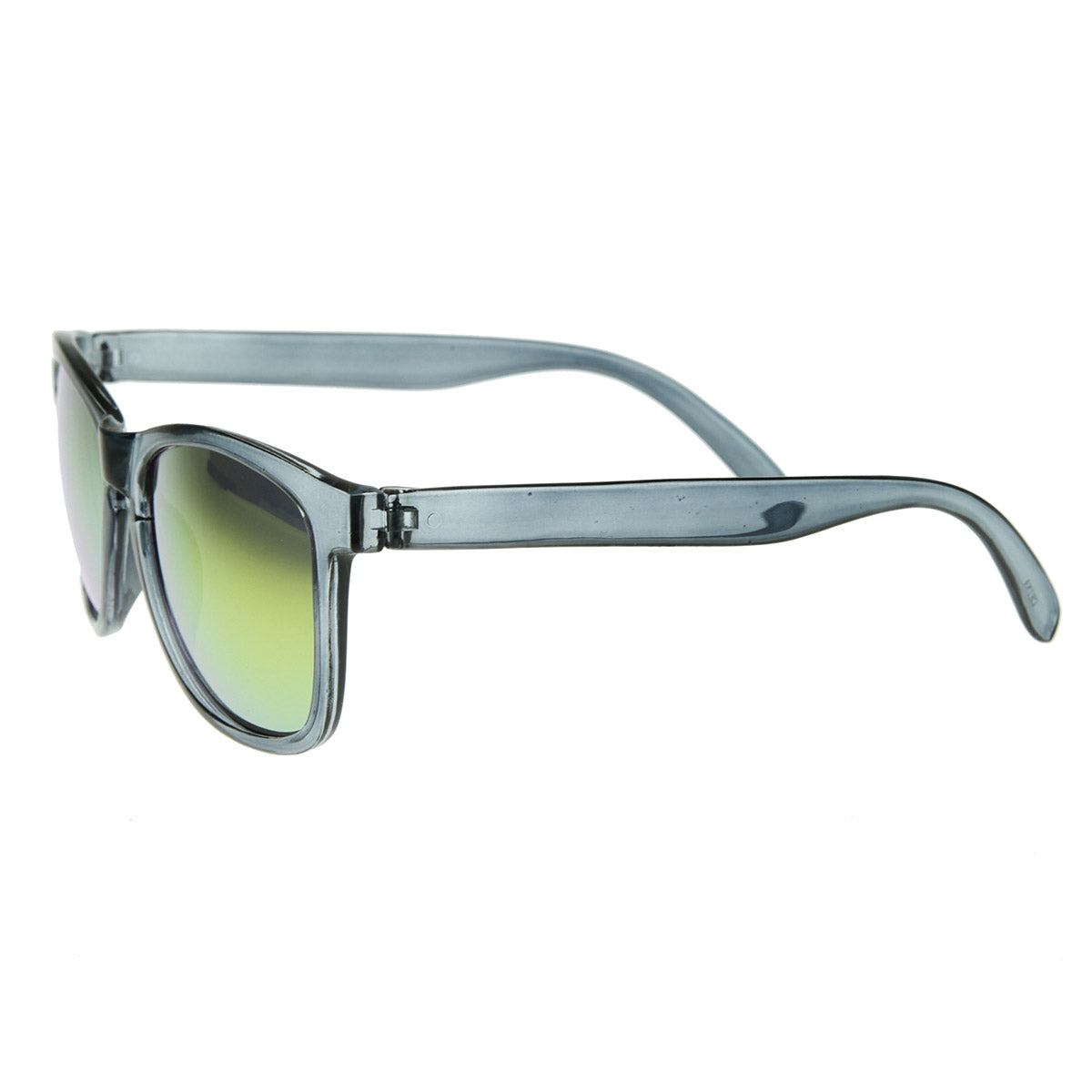 Froggy Designer Inspired Key Hole Horn Rimmed Sunglasses w/ Color Mirror Lens