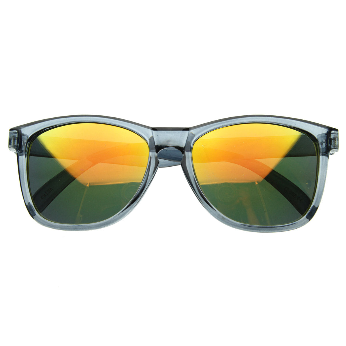 Froggy Designer Inspired Key Hole Horn Rimmed Sunglasses w/ Color Mirror Lens
