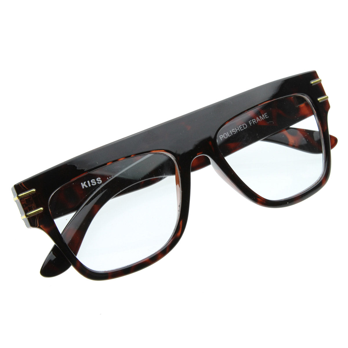 Vintage European Designer Inspired Flat Top Horn Rimmed Clear Lens Glasses