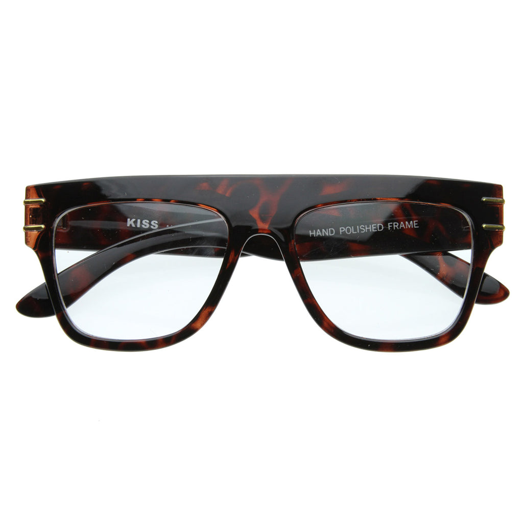 Gafas de lente transparente con montura de cuerno estilo europeo vintage de diseñador