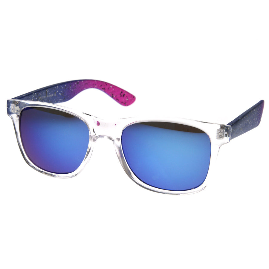 Splatter Plasma Neon Dual Color Raver Mirror Flash Mirror Lens Horn Rimmed Sunglasses