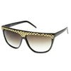 Trendy Fashion Urban Flat Top Vintage Shiny Snakeskin Horn Rimmed Sunglasses