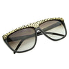 Trendy Fashion Urban Flat Top Vintage Shiny Snakeskin Horn Rimmed Sunglasses