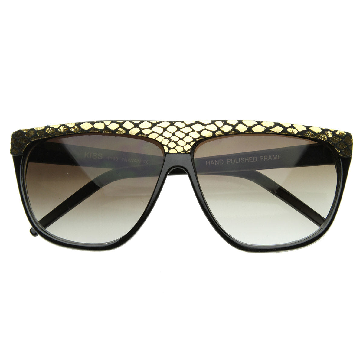 Trendy Fashion Urban Flat Top Vintage Shiny Snakeskin Horn Rimmed Sunglasses