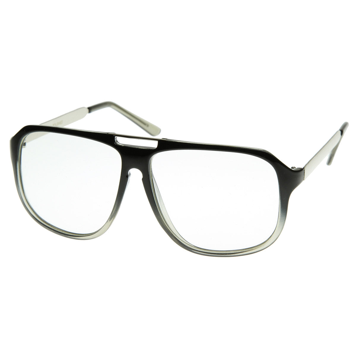 Retro Plastic Square Keyhole Aviators Clear Lens Glasses