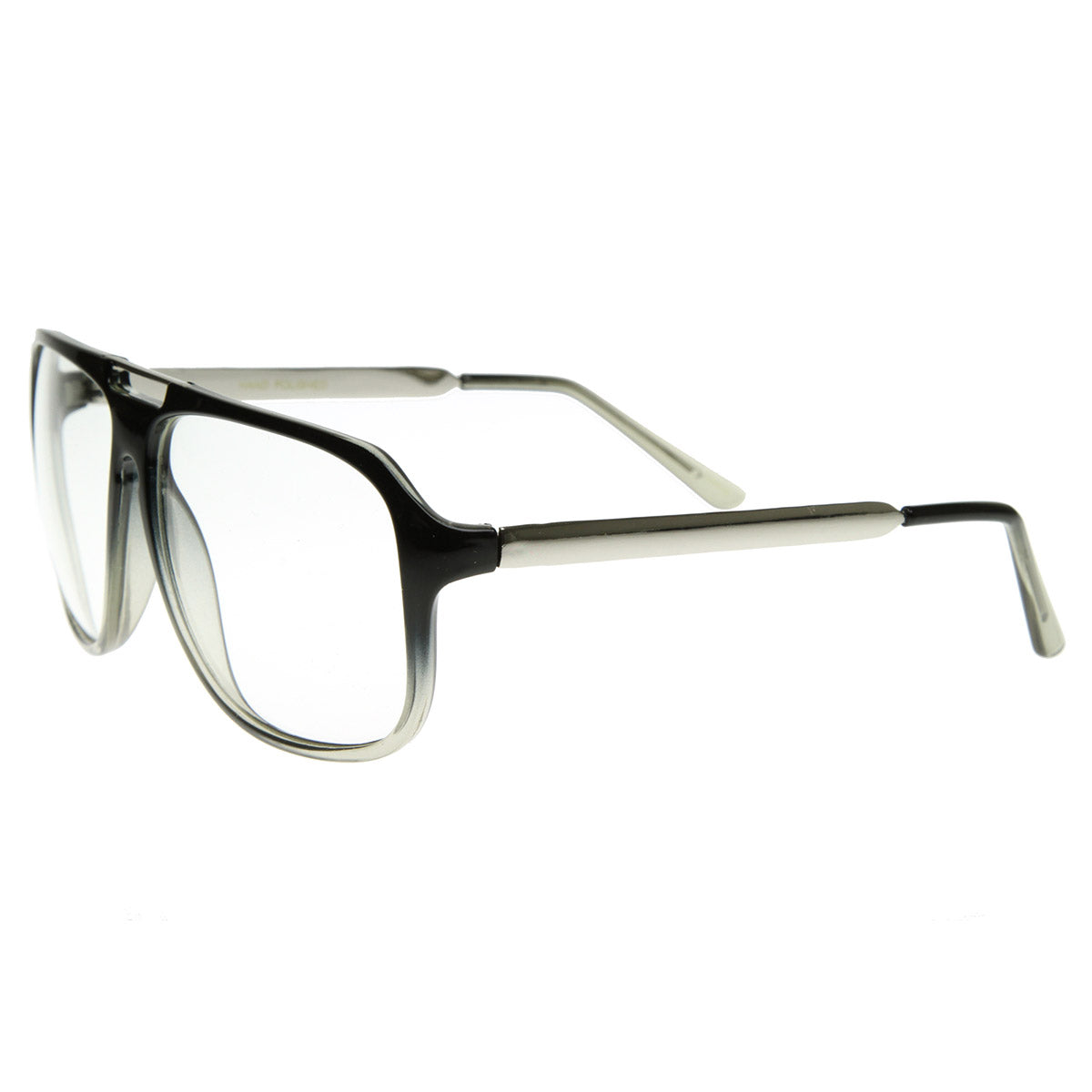 Retro Plastic Square Keyhole Aviators Clear Lens Glasses