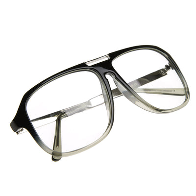 Retro Plastic Square Keyhole Aviators Clear Lens Glasses