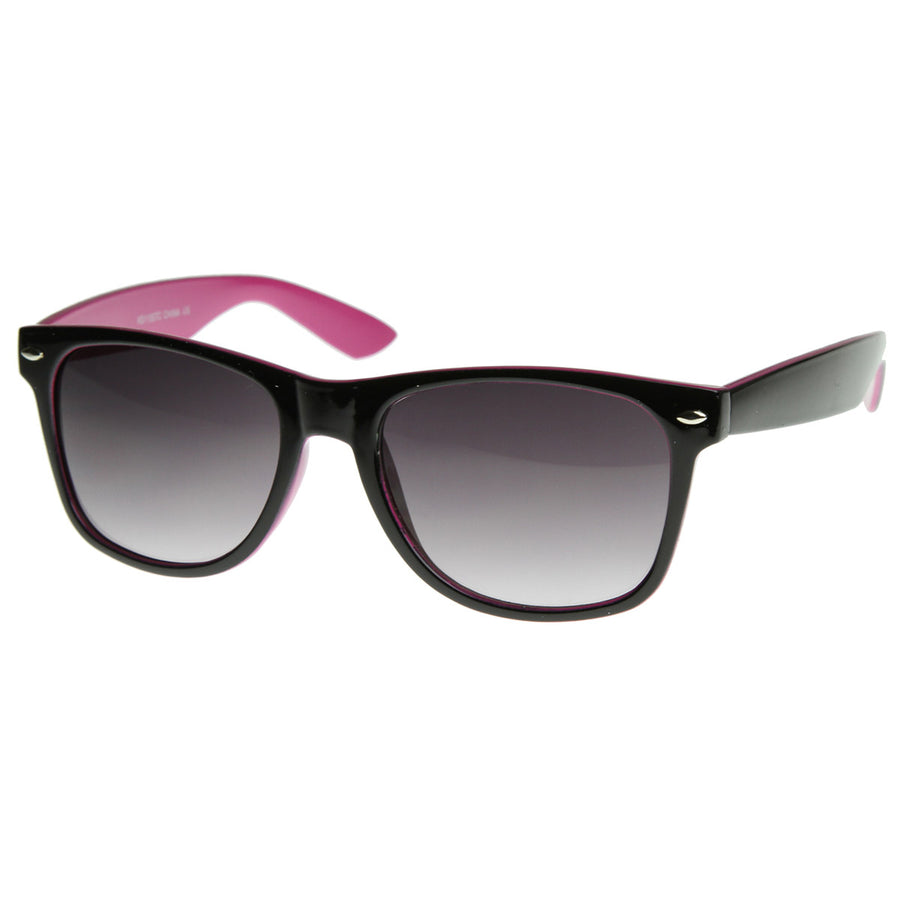 Two Tone Multi Color Neon Retro Fashion Classic Horn Rimmed Style Sunglasses