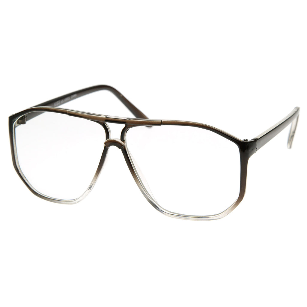 Hexagon Shape Fade Clear Lens Plastic Aviator Glasses