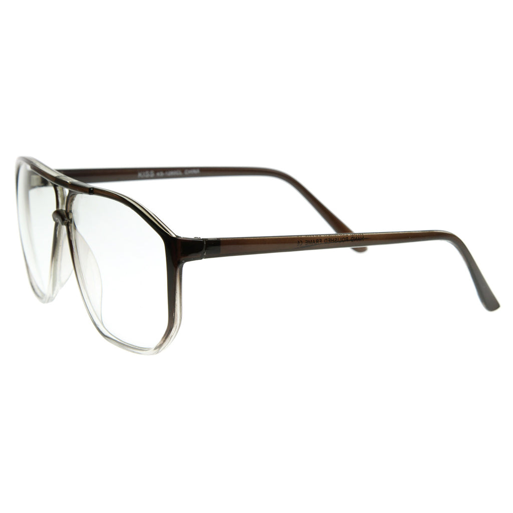 Hexagon Shape Fade Clear Lens Plastic Aviator Glasses