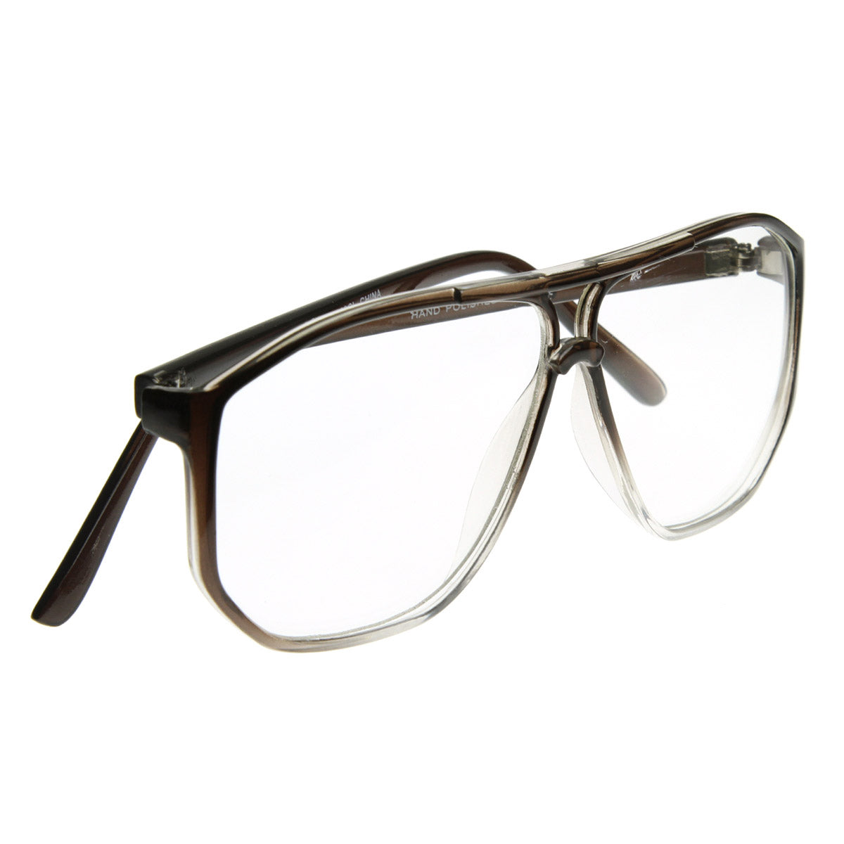 Hexagon Shape Fade Clear Lens Plastic Aviator Glasses