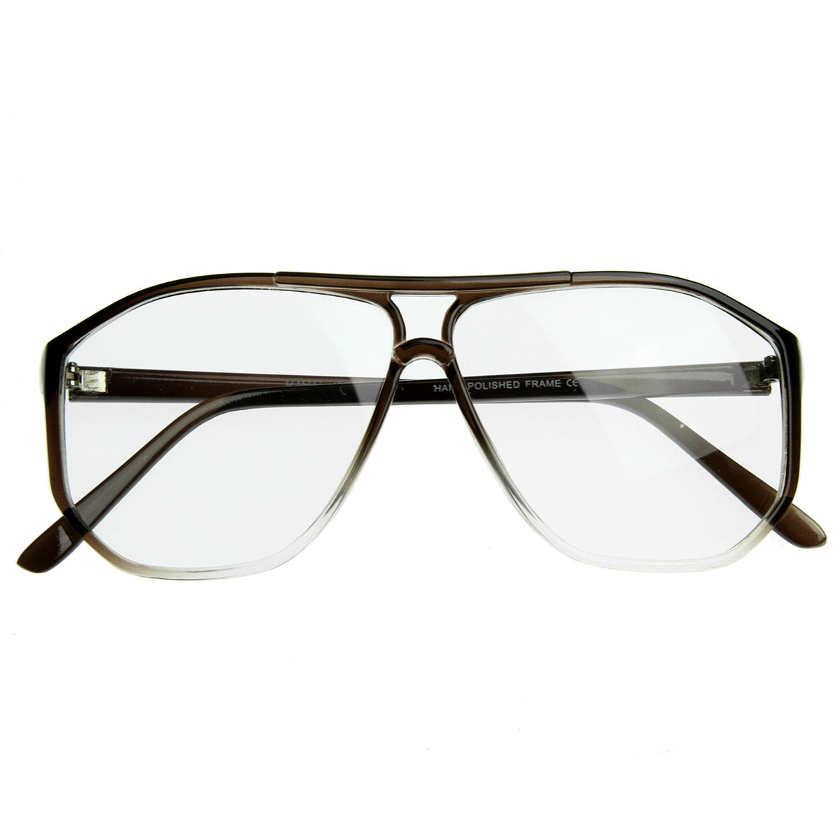 Hexagon Shape Fade Clear Lens Plastic Aviator Glasses
