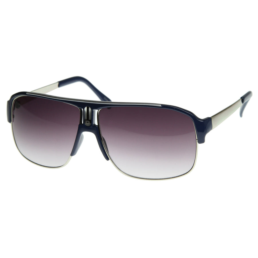 Designer Inspired Half Frame 80s Style Aviator Sunglasses