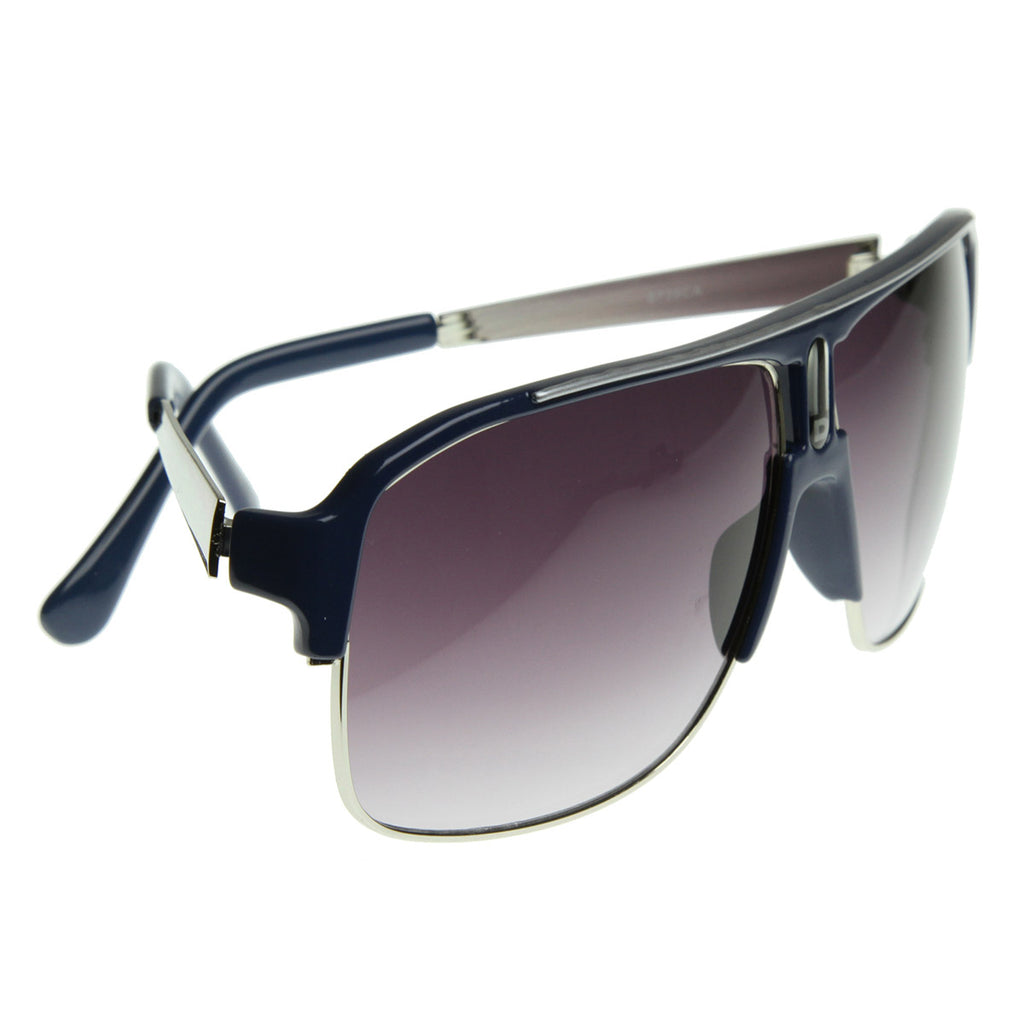 Designer Inspired Half Frame 80s Style Aviator Sunglasses