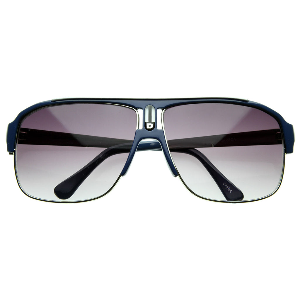 Designer Inspired Half Frame 80s Style Aviator Sunglasses