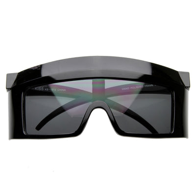 Crazy Oversize Futuristic Shield Lens Square Party Novelty Sunglasses 8121 BLACK