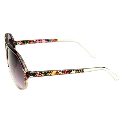 Large Floral Print Teardrop Aviator Sunglasses