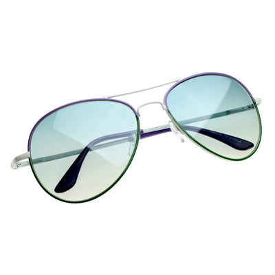 Colorful Two Tone Classic Metal Aviator Sunglasses