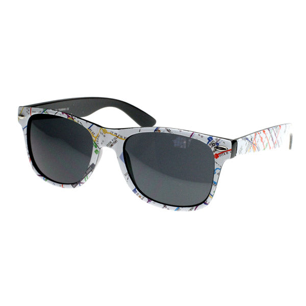 New Rare Map Print Subway Pattern Multi Color Classic Horn Rimmed Sunglasses 8231