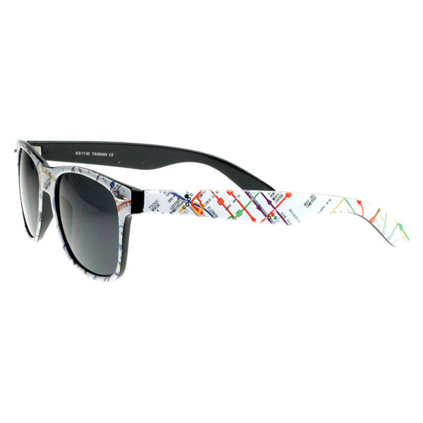 New Rare Map Print Subway Pattern Multi Color Classic Horn Rimmed Sunglasses 8231