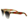 Womens Vintage-Inspired Half Frame Floral Print Sunglasses with Metal Accents