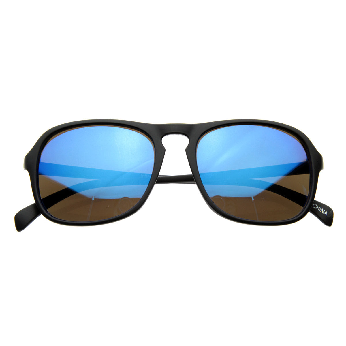 Gafas de sol de aviador retro con puente de cerradura y lentes espejados