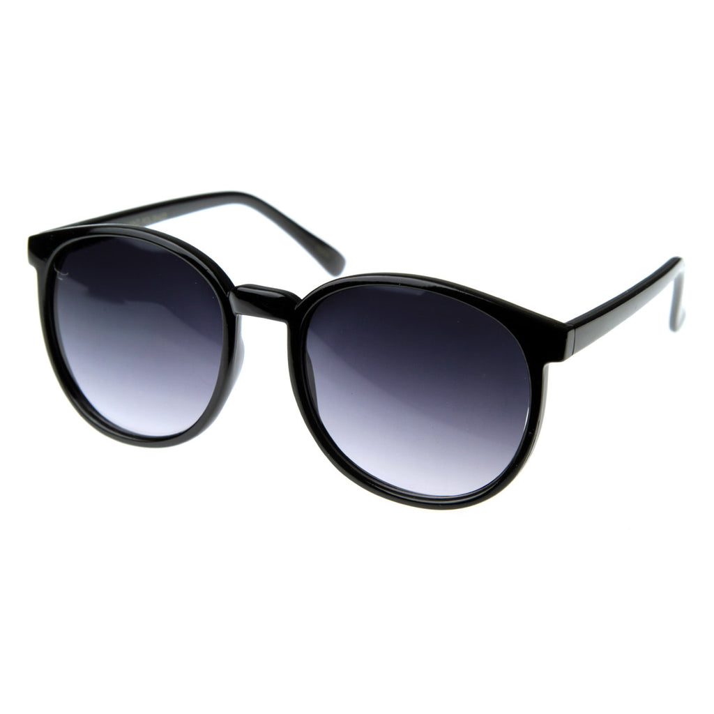 Large Retro P3 Horn Rimmed Round Aviator Sunglasses
