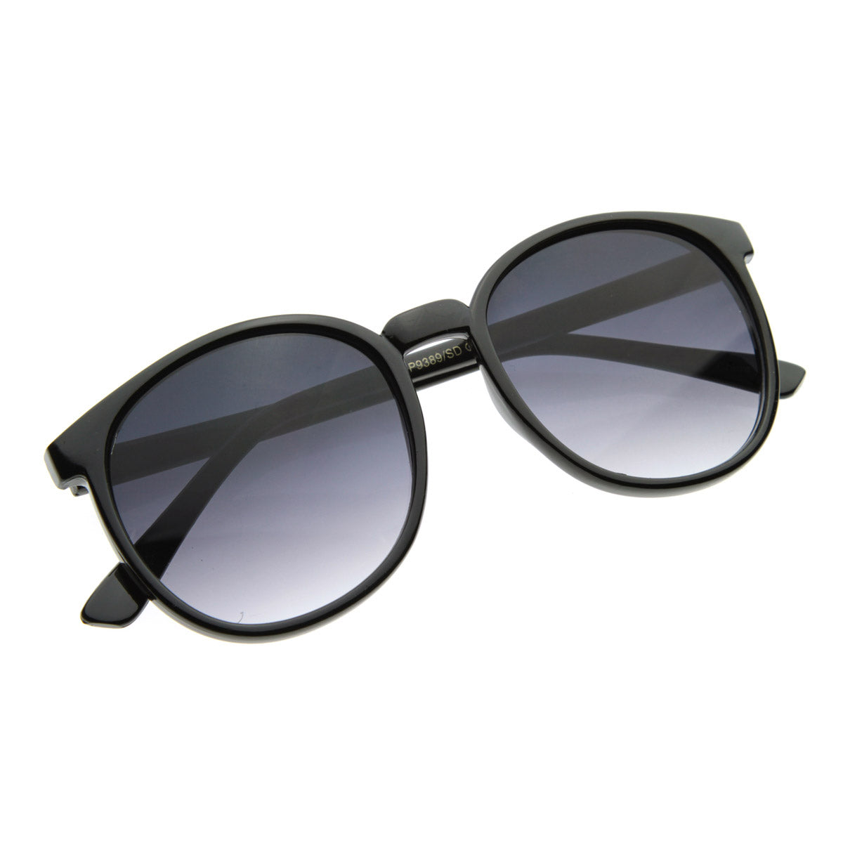 Large Retro P3 Horn Rimmed Round Aviator Sunglasses